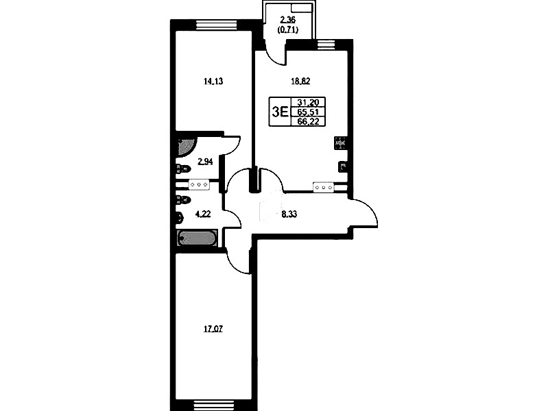 2-комнатная квартира 66.74 м², 8/10 эт., ЖК «VEREN NEXT Шуваловский»